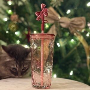 Starbucks Mottled Glass Bow Straw Topper Tumbler